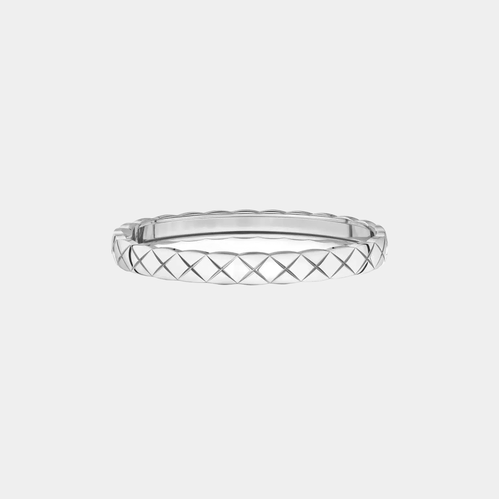 Bracelet Quilted Silver Tone Bangle