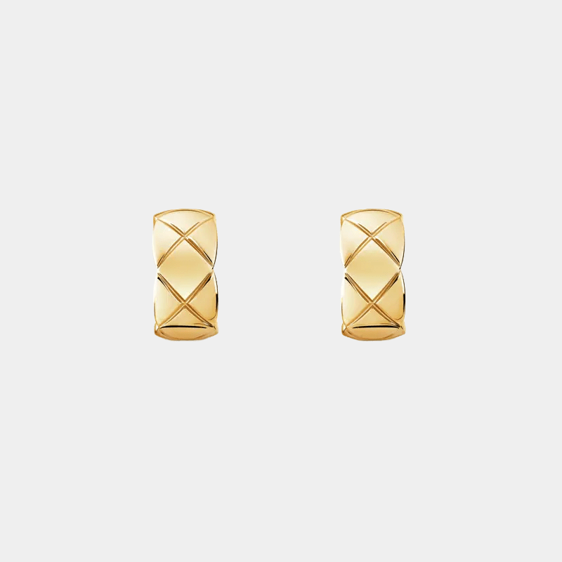 Earrings Interlocking Letter Gold Tone Hoop