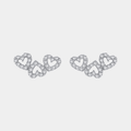 Heart Earrings Mini Triple Hearts Silver Tone