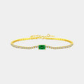 Emerald Green Halo Tennis Bracelet Gold Tone