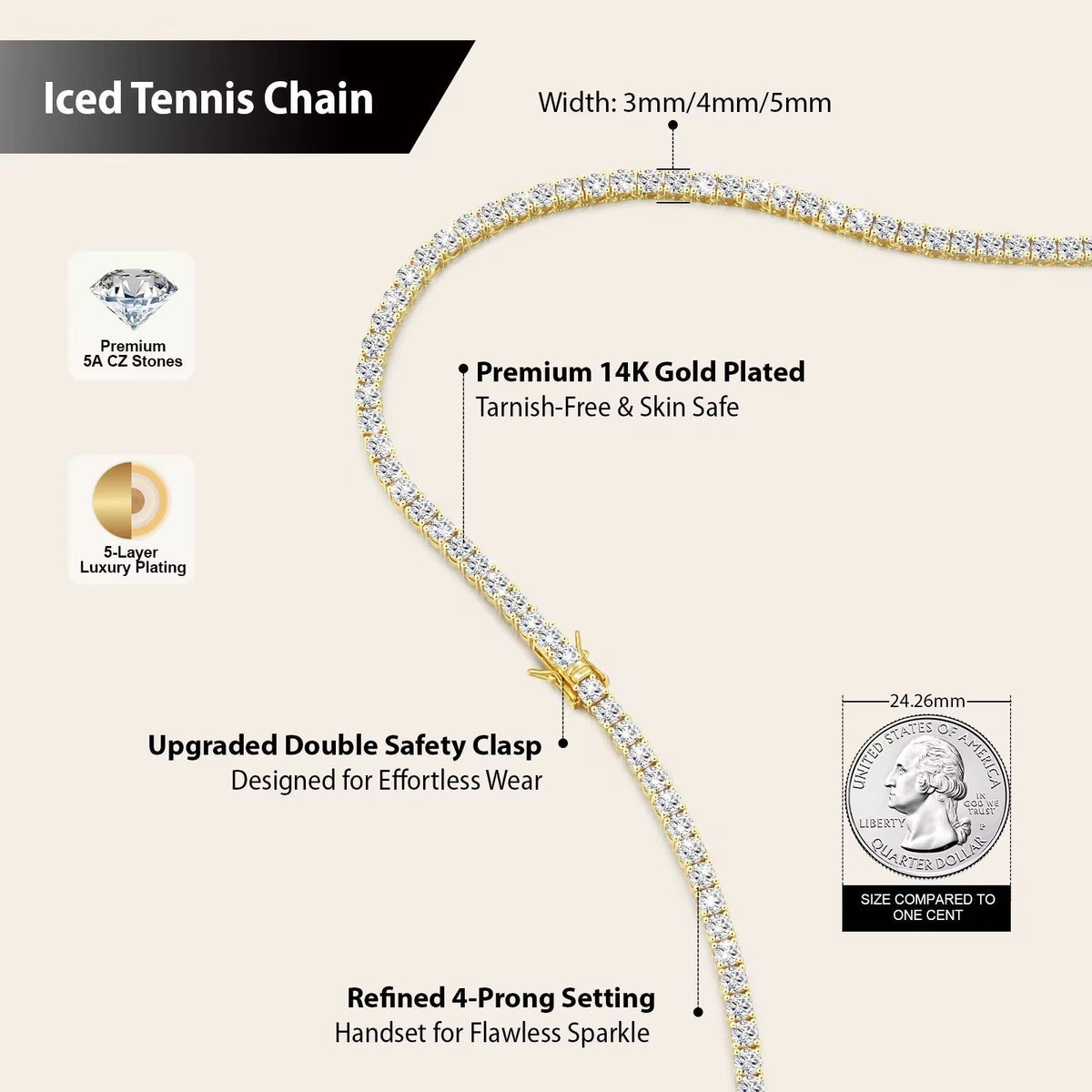 Fine Tennis Necklace Chain Silver Tone Pav Stones