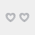 Heart Earrings With Crystal Crystal Silver Tone