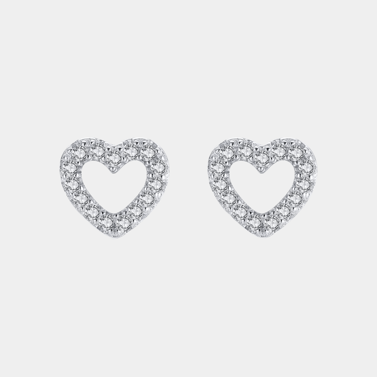 Heart Earrings With Crystal Crystal Silver Tone