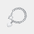 Heart Bracelet Toggle Silver Tone Toggle