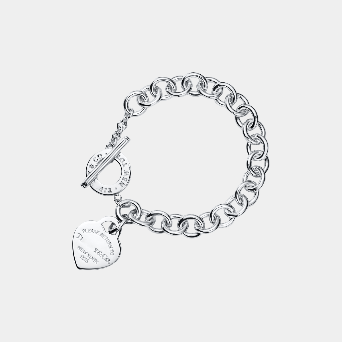 Heart Bracelet Toggle Silver Tone Toggle