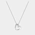Heart Necklace Open Heart Pendant In Silver ToneWith Crystal
