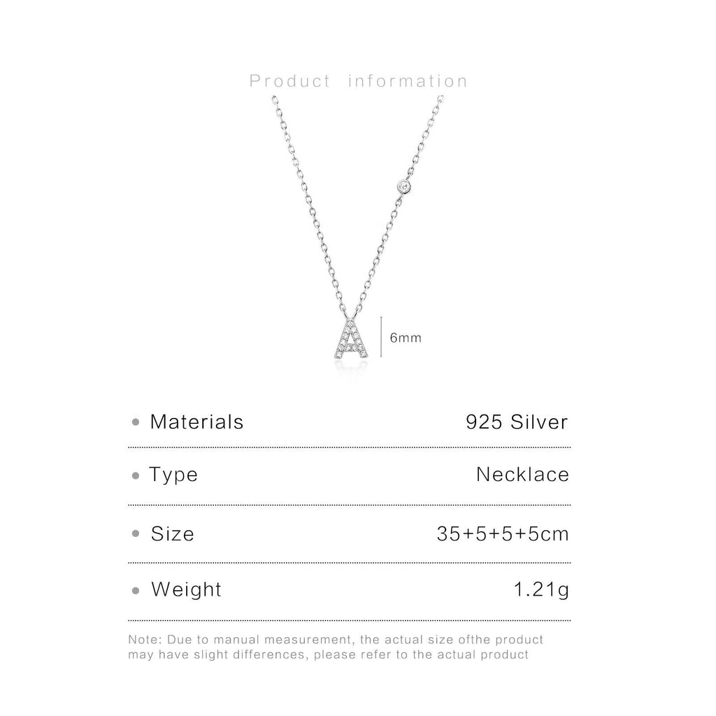 Initial Necklace A Letter Pendant Silver Tone