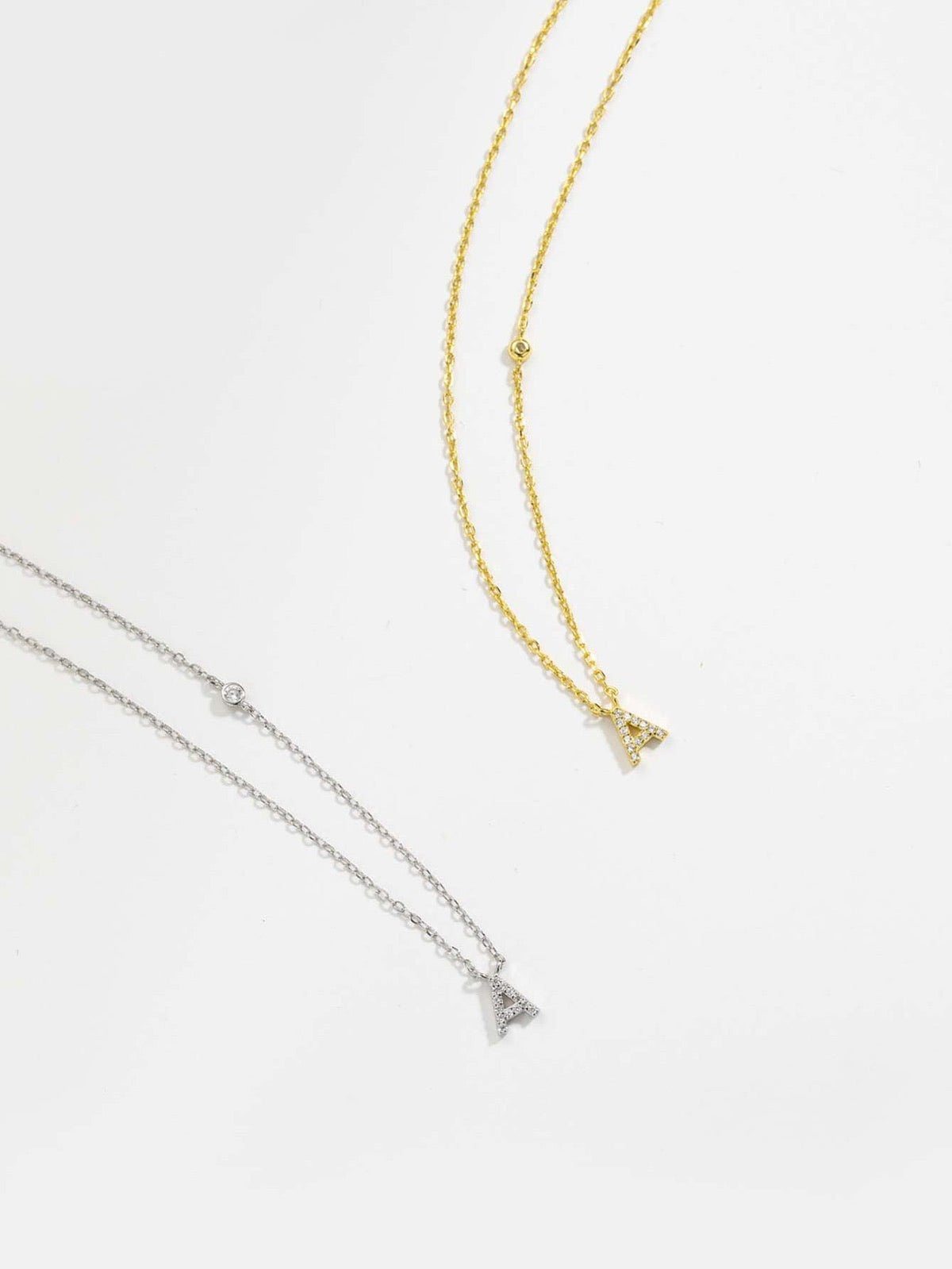 Initial Necklace A Letter Pendant Silver Tone