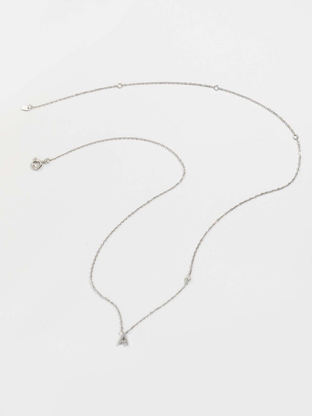 Initial Necklace A Letter Pendant Silver Tone