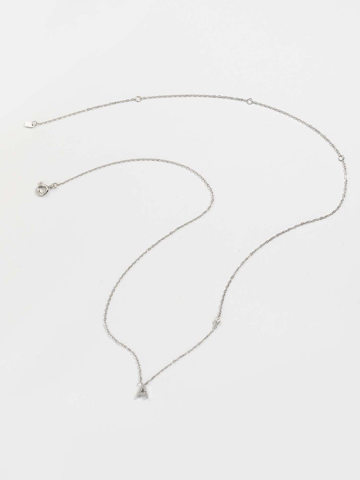 Initial Necklace A Letter Pendant Silver Tone