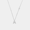 Initial Necklace A Letter Pendant Silver Tone