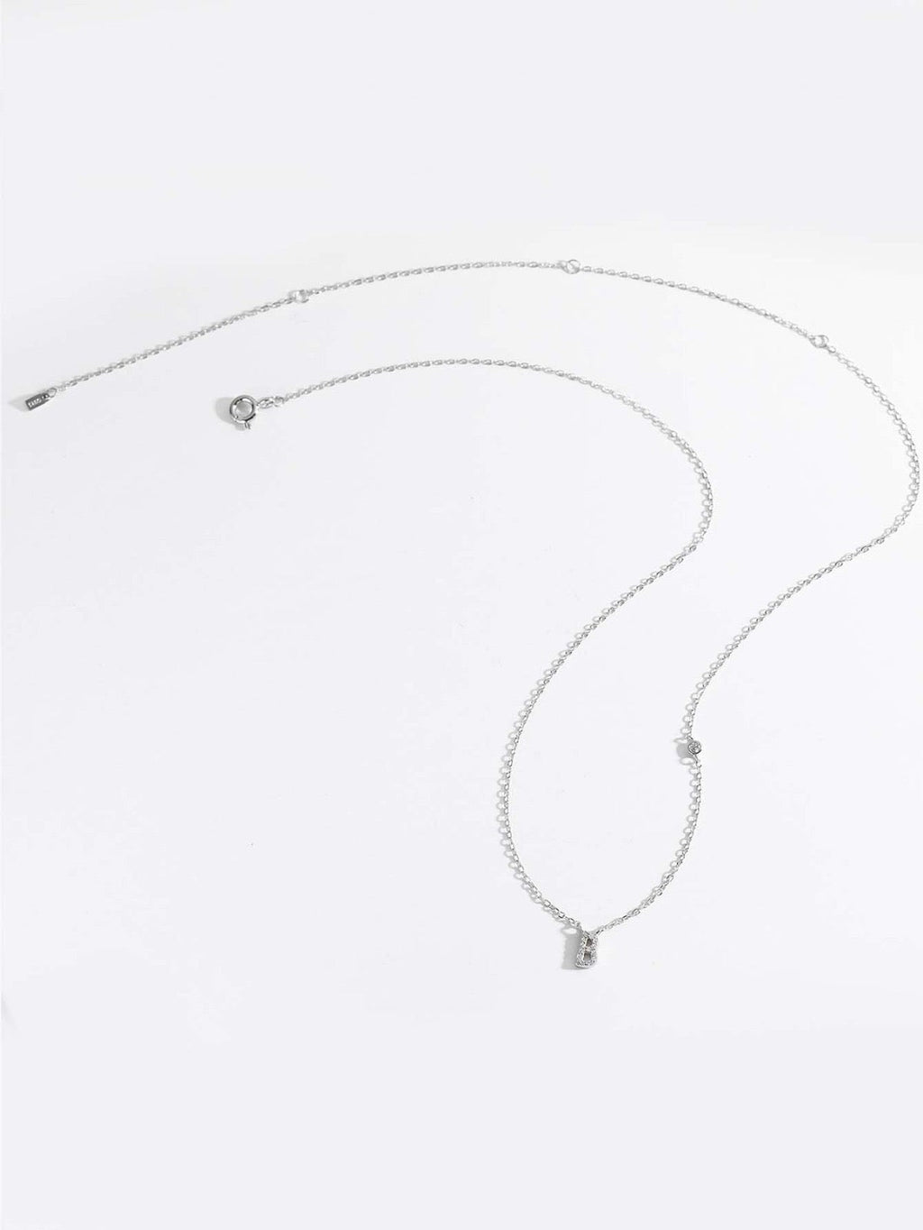Initial Necklace B Letter Pendant Silver Tone