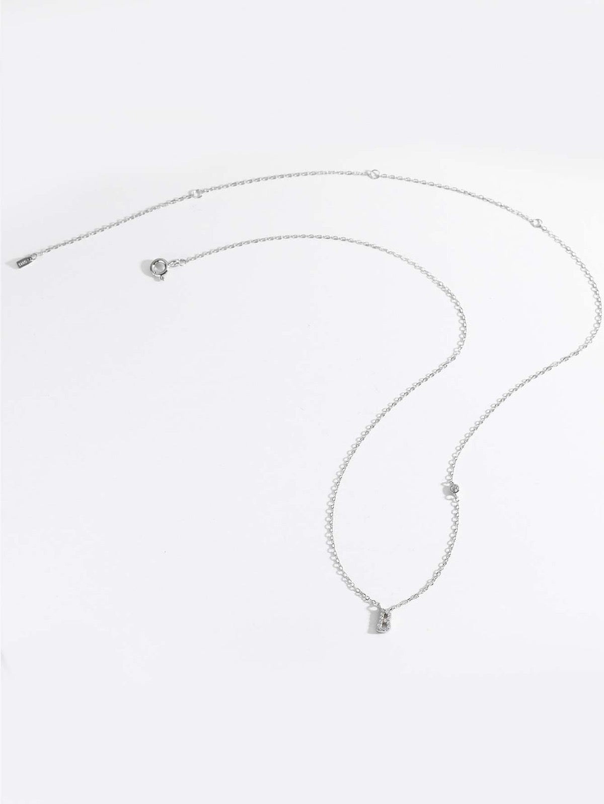 Initial Necklace B Letter Pendant Silver Tone