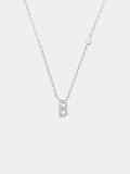 Initial Necklace B Letter Pendant Silver Tone