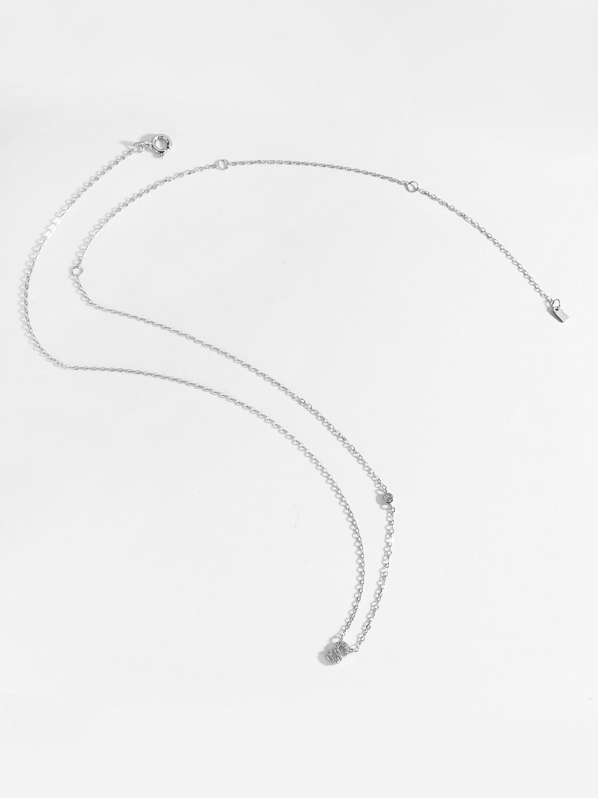 Initial Necklace S Letter Pendant Silver Tone