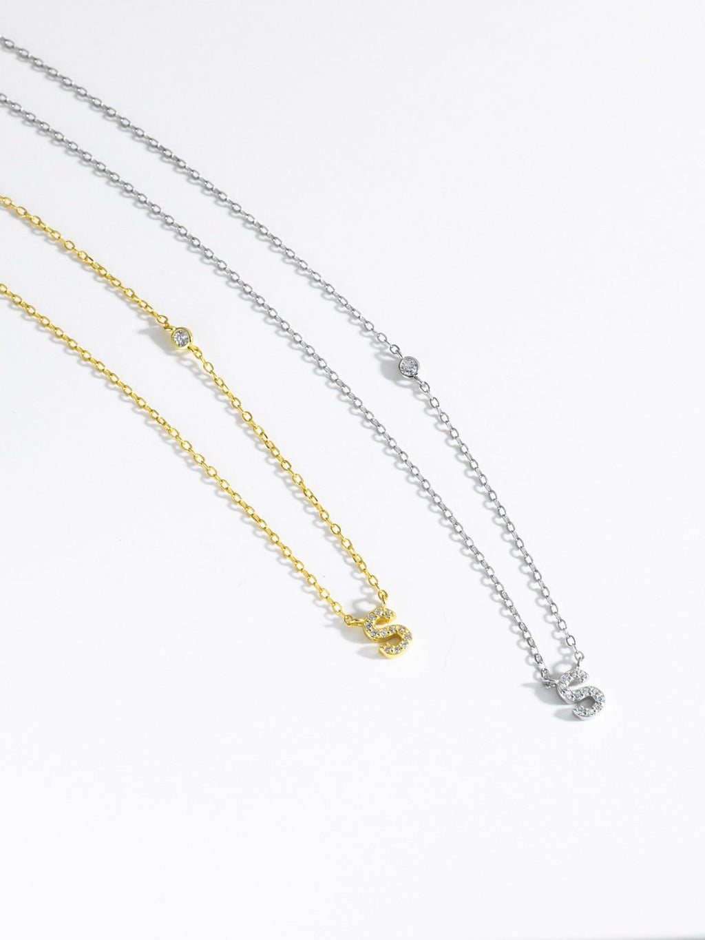 Initial Necklace S Letter Pendant Silver Tone
