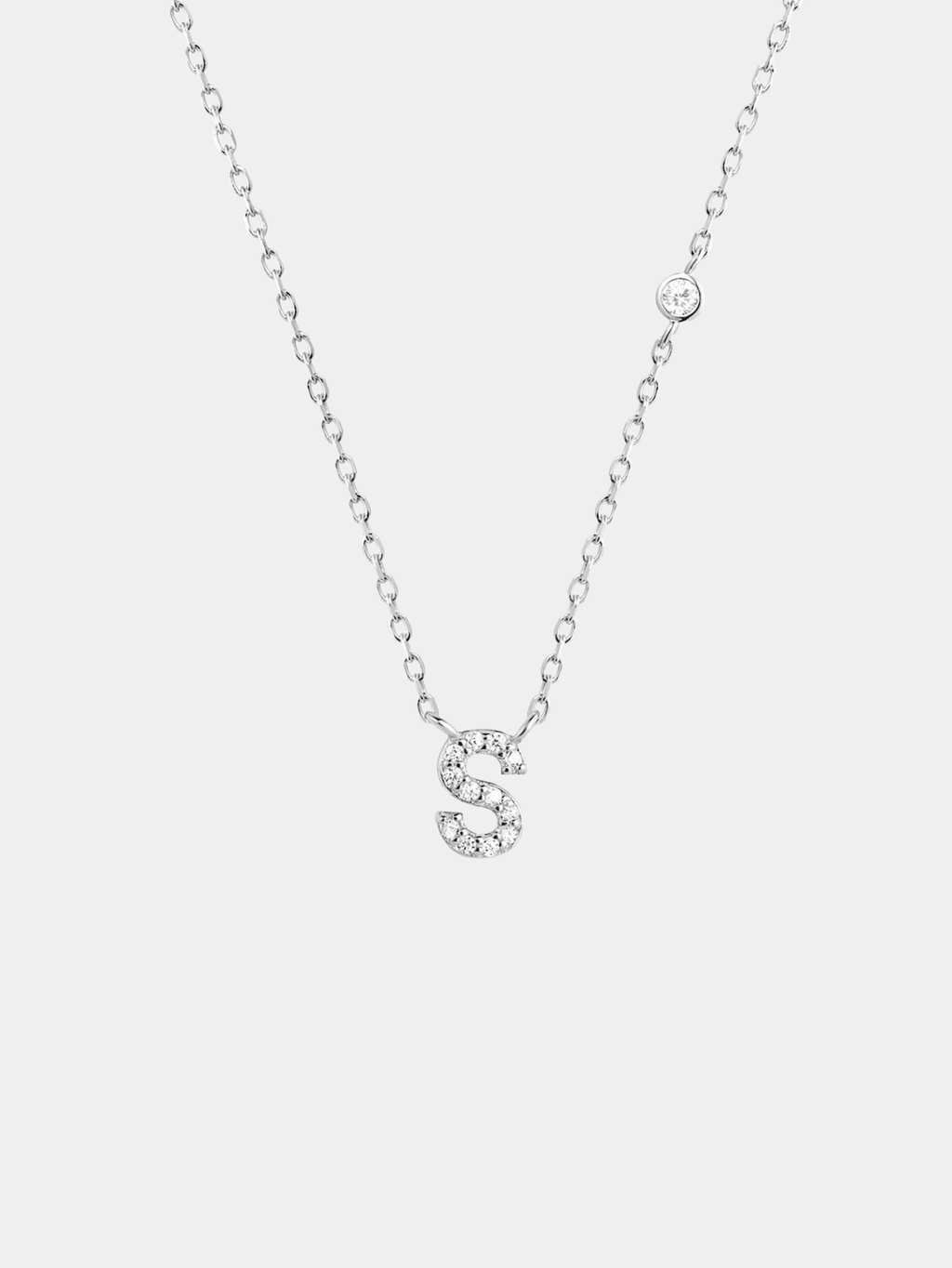 Initial Necklace S Letter Pendant Silver Tone