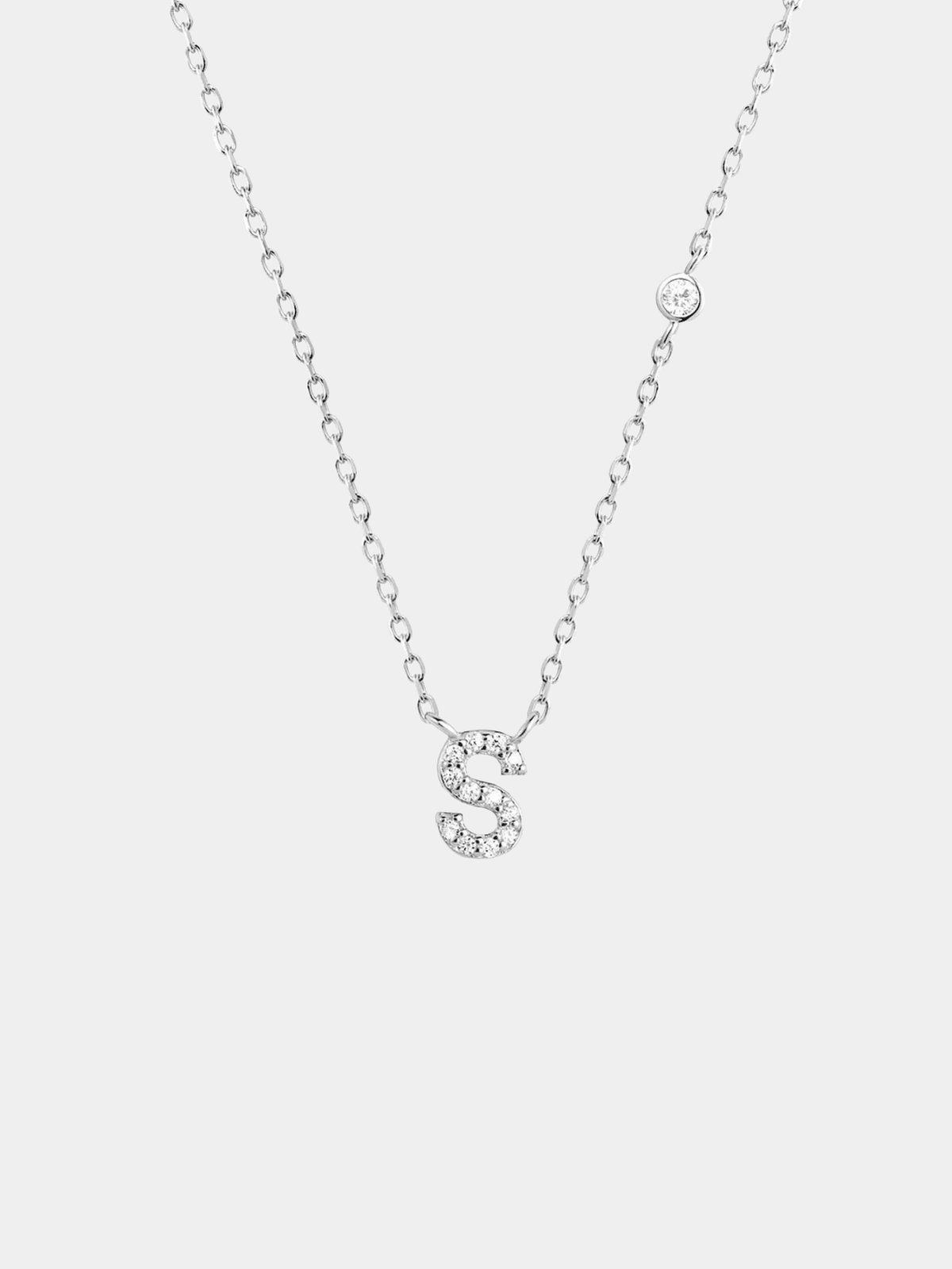 Initial Necklace S Letter Pendant Silver Tone