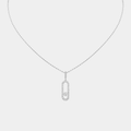 Kinetic Pave Necklace With Moving Crystal Silver Tone