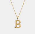 Letter B Initial Necklace Gold Tone