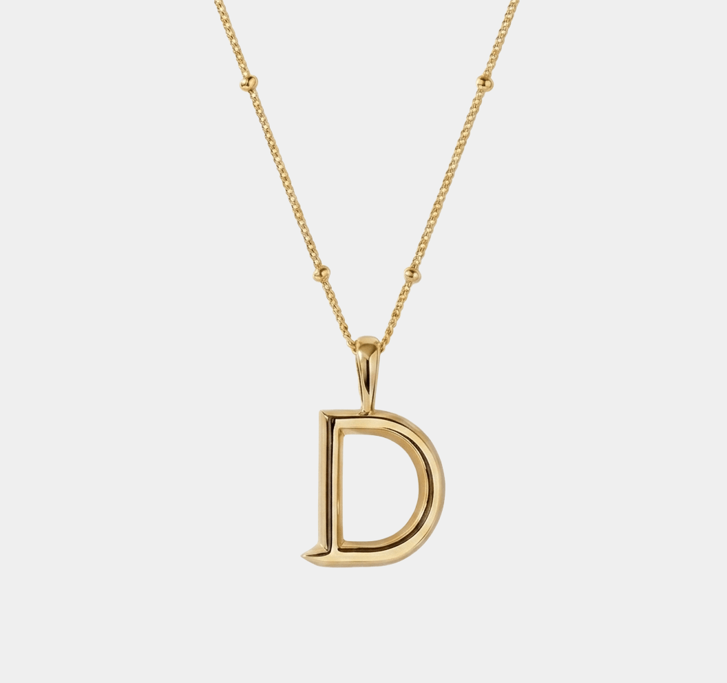 Letter D Initial Necklace Gold Tone