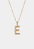 Letter E Initial Necklace Gold Tone