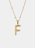 Letter F Initial Necklace Gold Tone