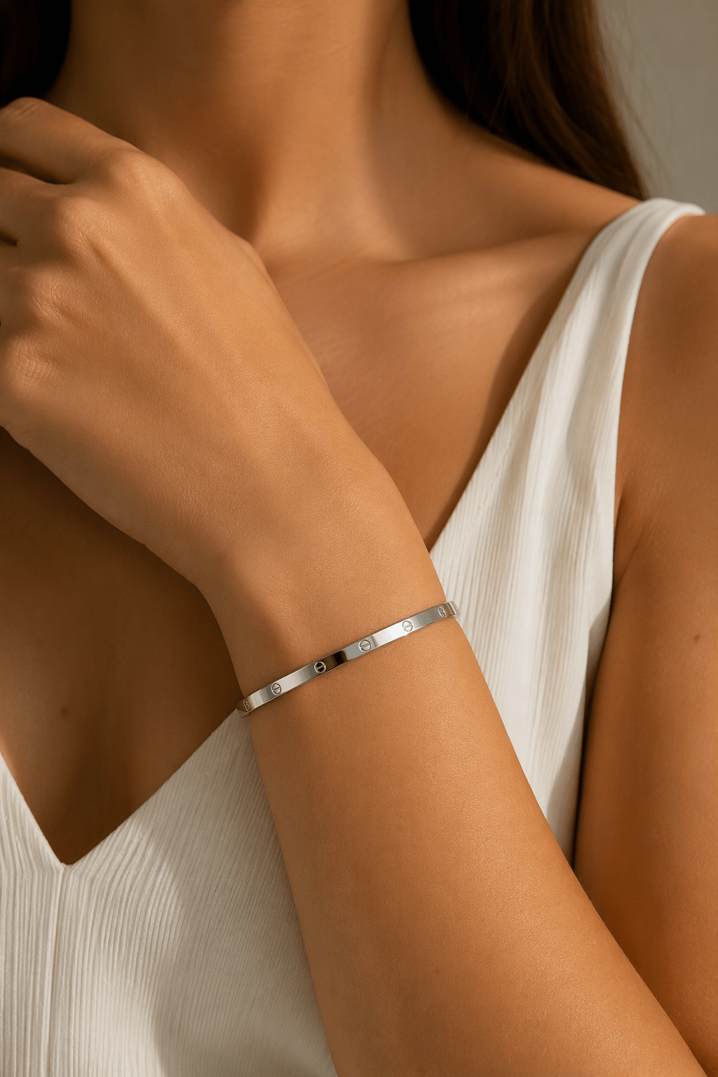 Love Bracelet Clip On Style Silver Tone