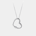 Love Heart Necklace Open Heart Pendant With Crystal Crystal In Silver Tone