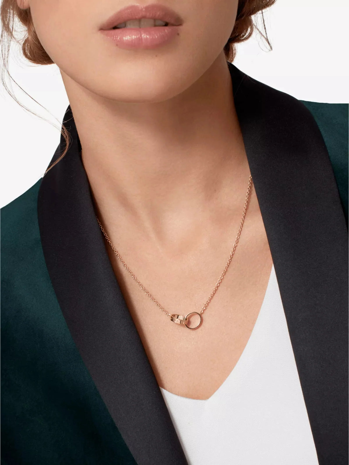 Love Necklace Gold Tone Interlocking Pendant