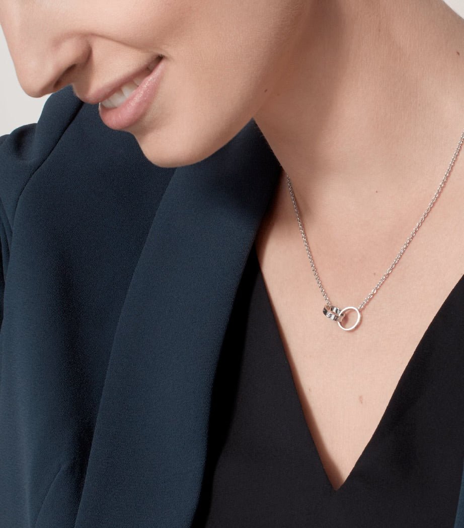 Love Necklace Silver Tone Interlocking Pendant