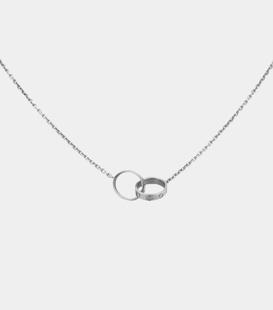 Love Necklace Silver Tone Interlocking Pendant