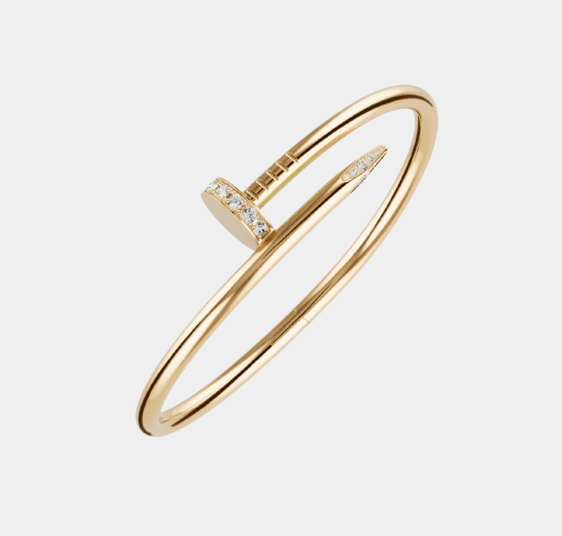 Nail Bracelet Bangle With Crystal Gold Tone