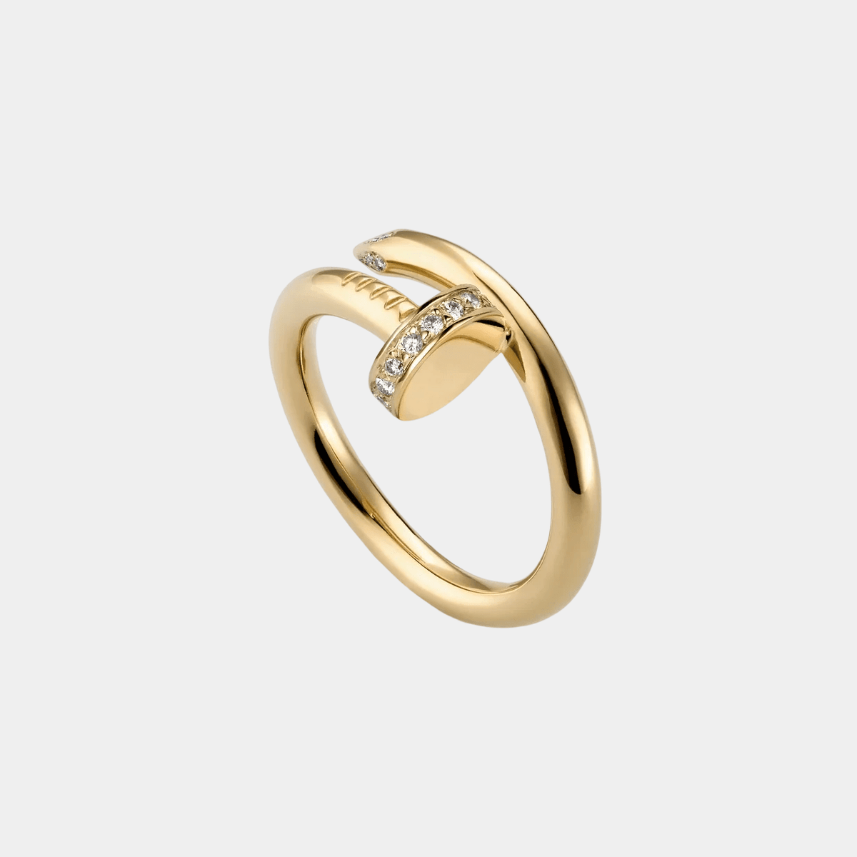 Nail Ring With Crystal Gold Tone