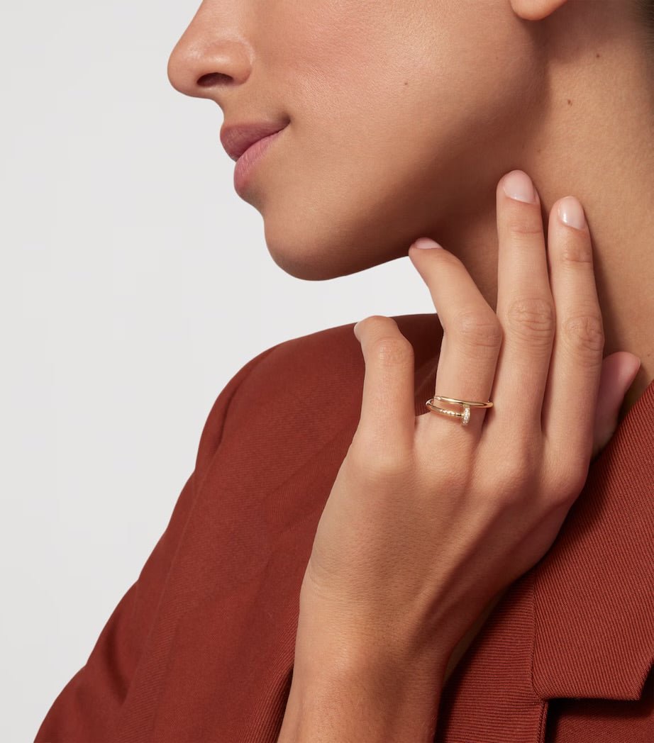 Nail Ring With Crystal Gold Tone