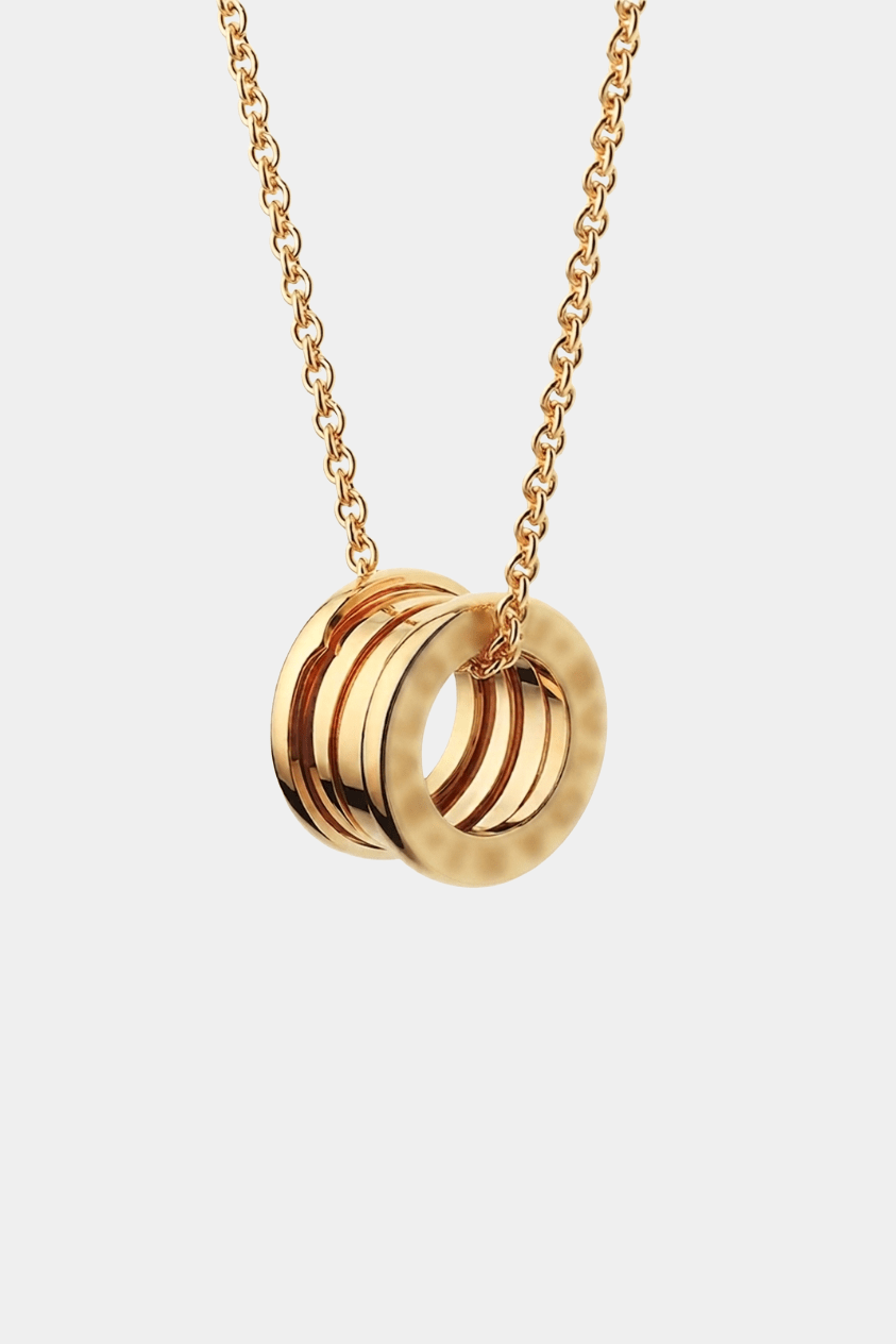 Ring Necklace Round Cut Gold Tone