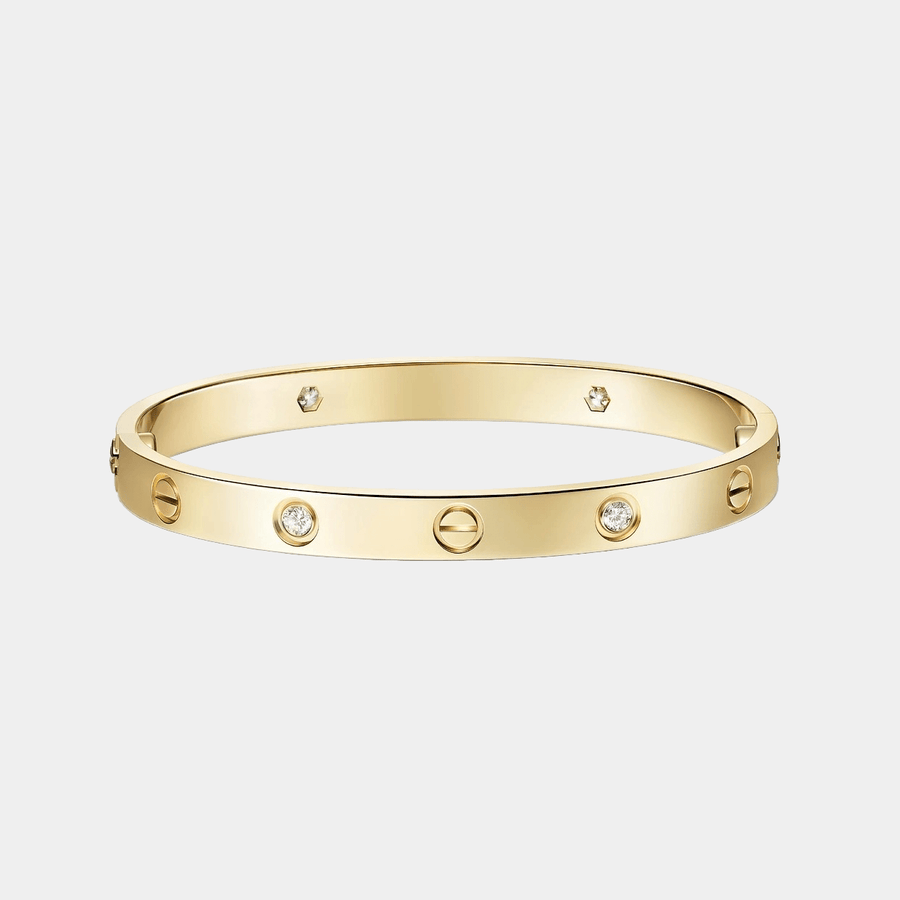 Love Bracelet Screw Bangle Gold Tone With Crystal