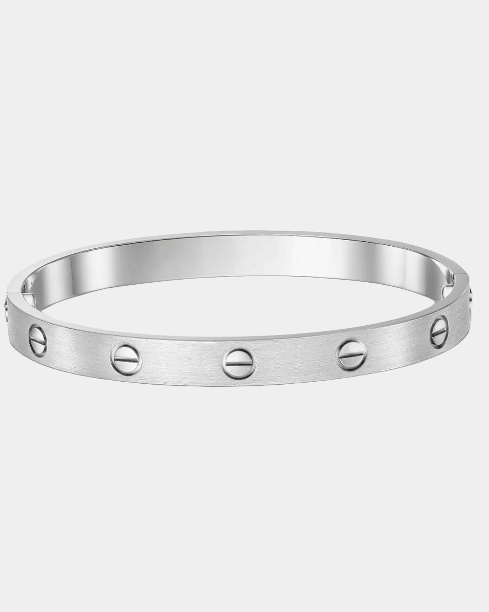 Screw Bangle Love Bracelet In Silver Tone