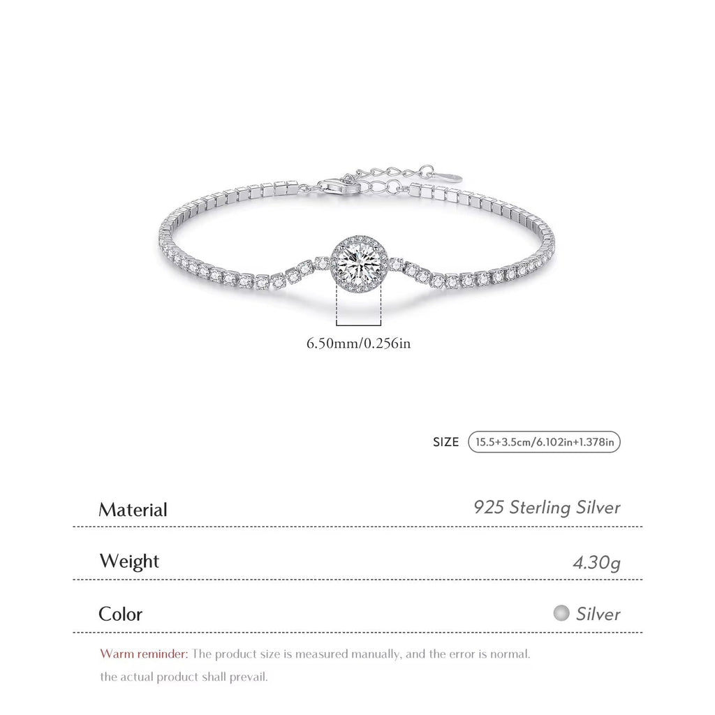 Sparkling Halo Tennis Bracelet Silver Tone