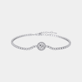 Sparkling Halo Tennis Bracelet Silver Tone