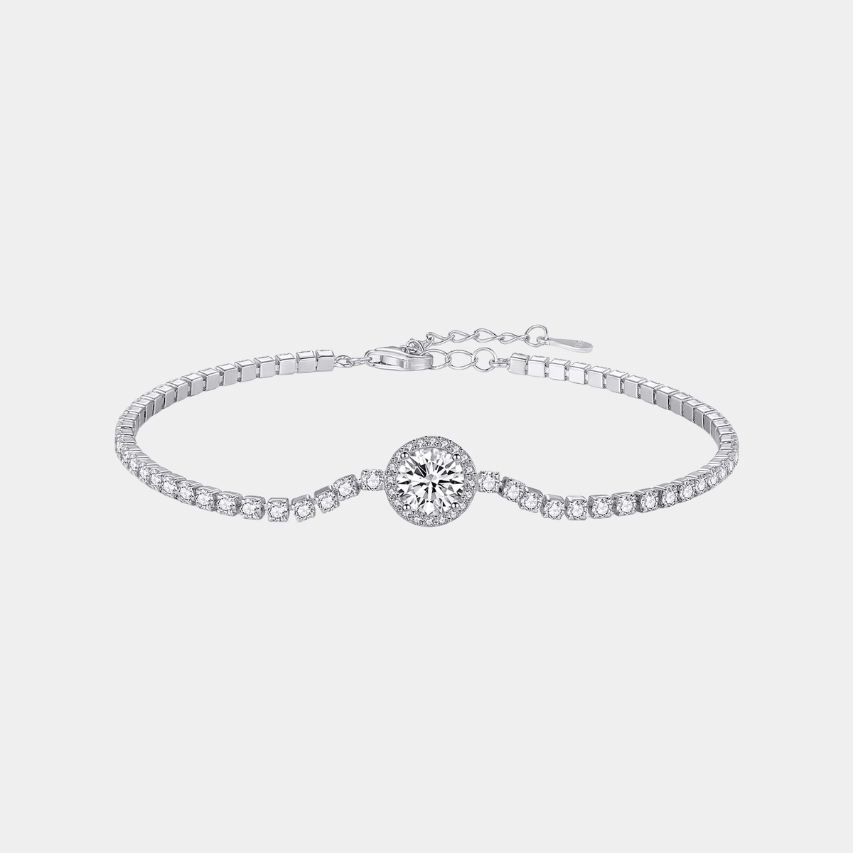 Sparkling Halo Tennis Bracelet Silver Tone