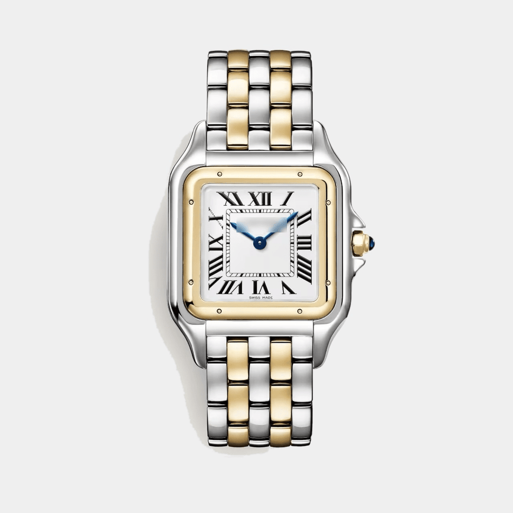 Square Roman Numeral Watch, Two Tone