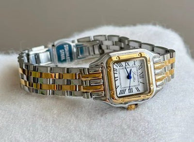 Square Roman Numeral Watch, Gold Tone