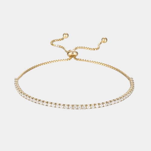 Tennis Bracelet Gold Tone Adjustable