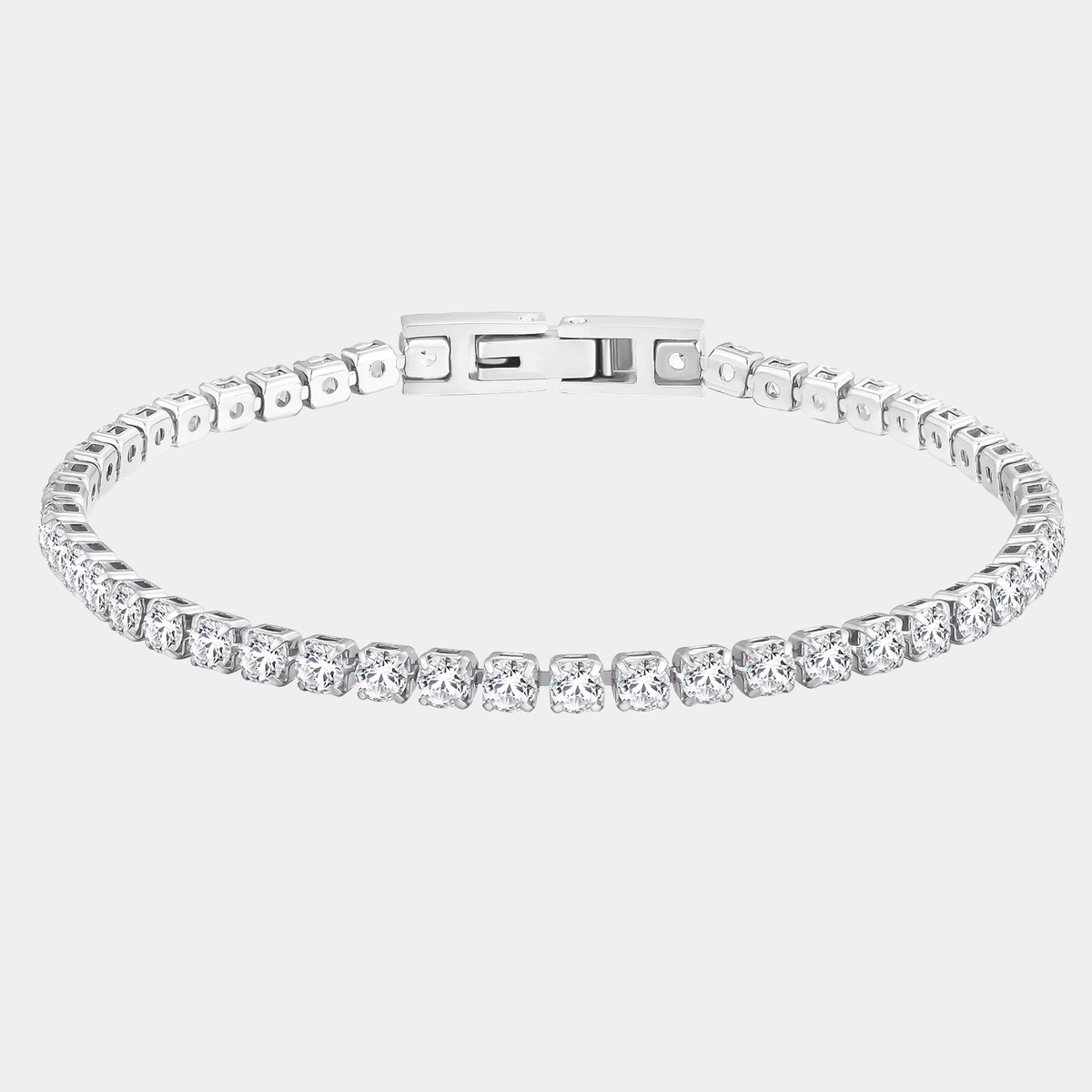 Tennis Bracelet Crystal Pav In Silver Tone
