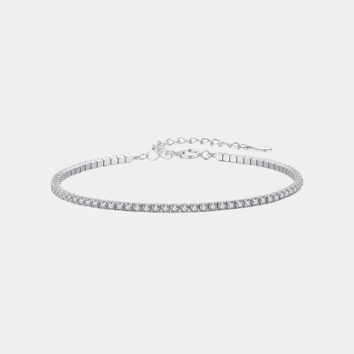 Tennis Crystal Silver Tone Bracelet