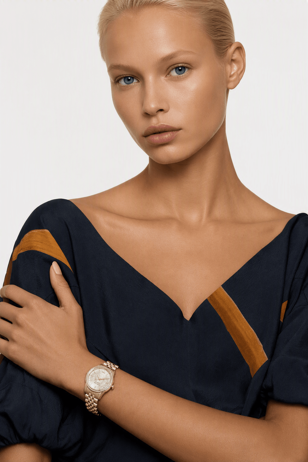 Crystal Dial Watch, Gold Tone