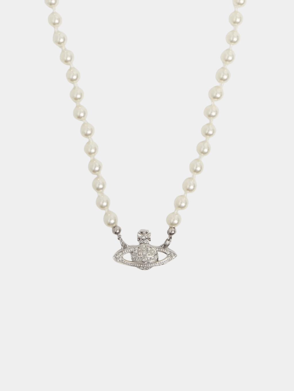 Pearl Necklace Saturn Crystal Pendant