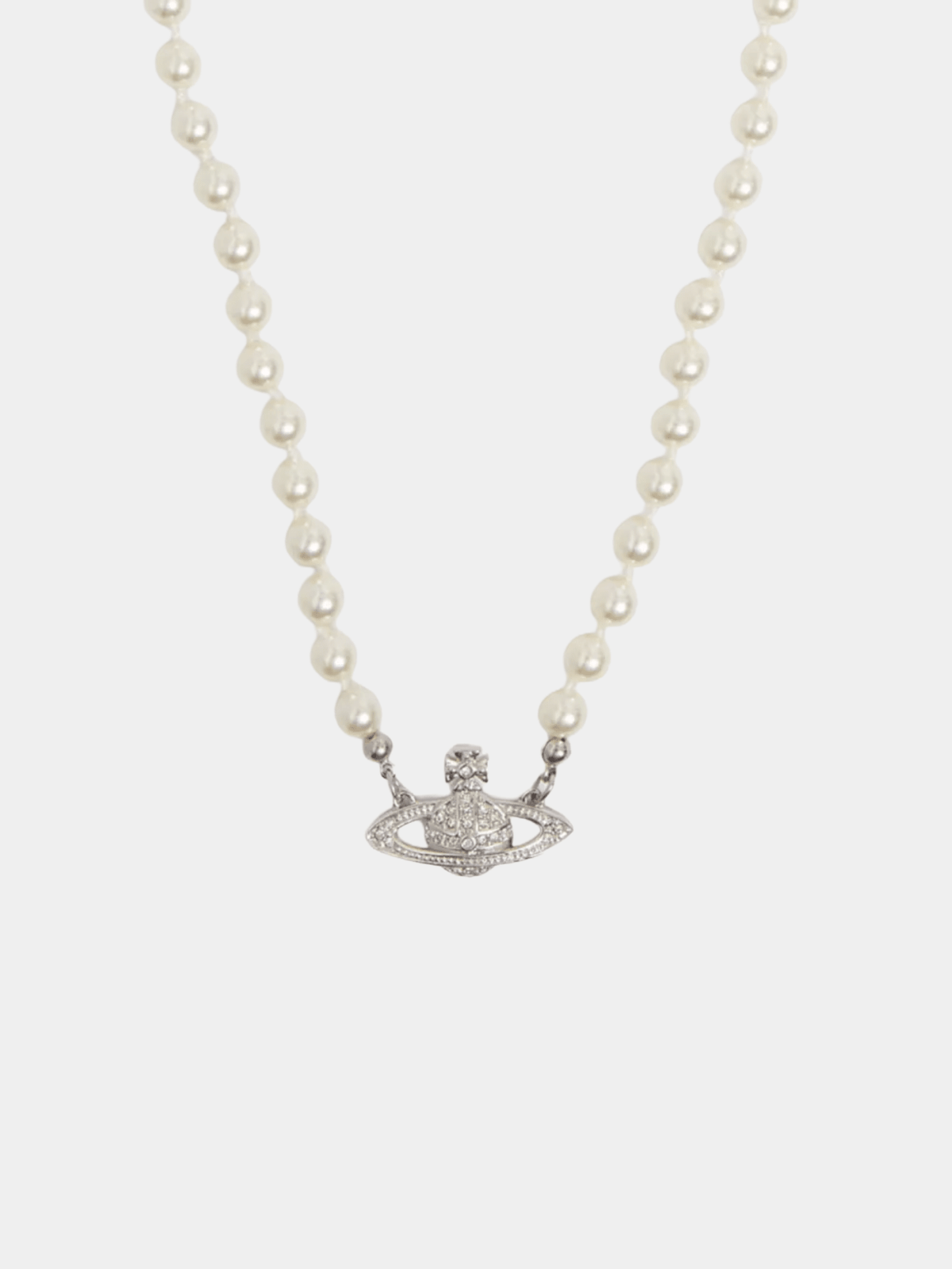Pearl Necklace Saturn Crystal Pendant