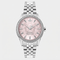 Crystal Dial Watch, Pink & Silver Tone